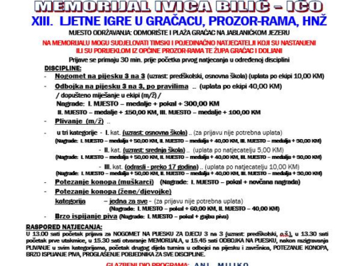 NAJAVA: Ljeto u Gračacu 2024. - Memorijal Ivica Bilić - Ićo