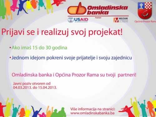 Poziv za prijavu prijedloga projekata neformalnih grupa mladih u općini Prozor-Rama